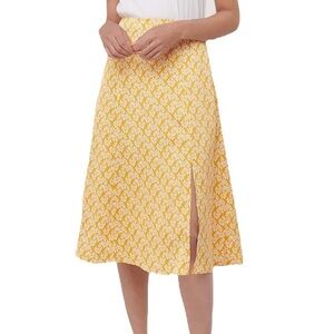 Loft botanical print satin midi skirt with slit 12